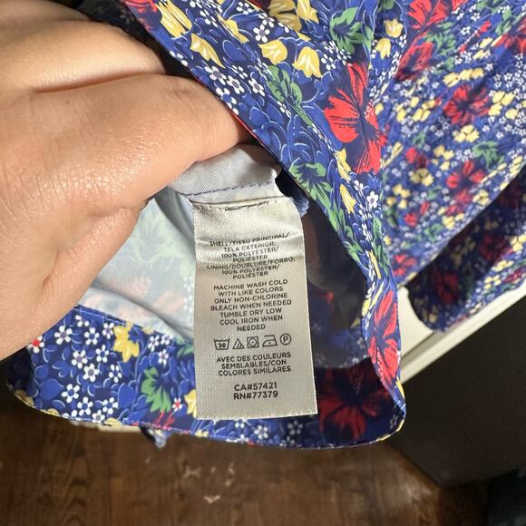 NEW Ann Taylor Floral Rain Poncho Blue Size XS/S - Picture 6 of 9
